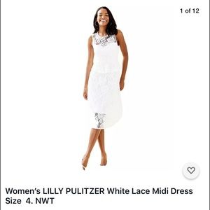 Women’s LILLY PULITZER White Lace Midi Dress sz 4